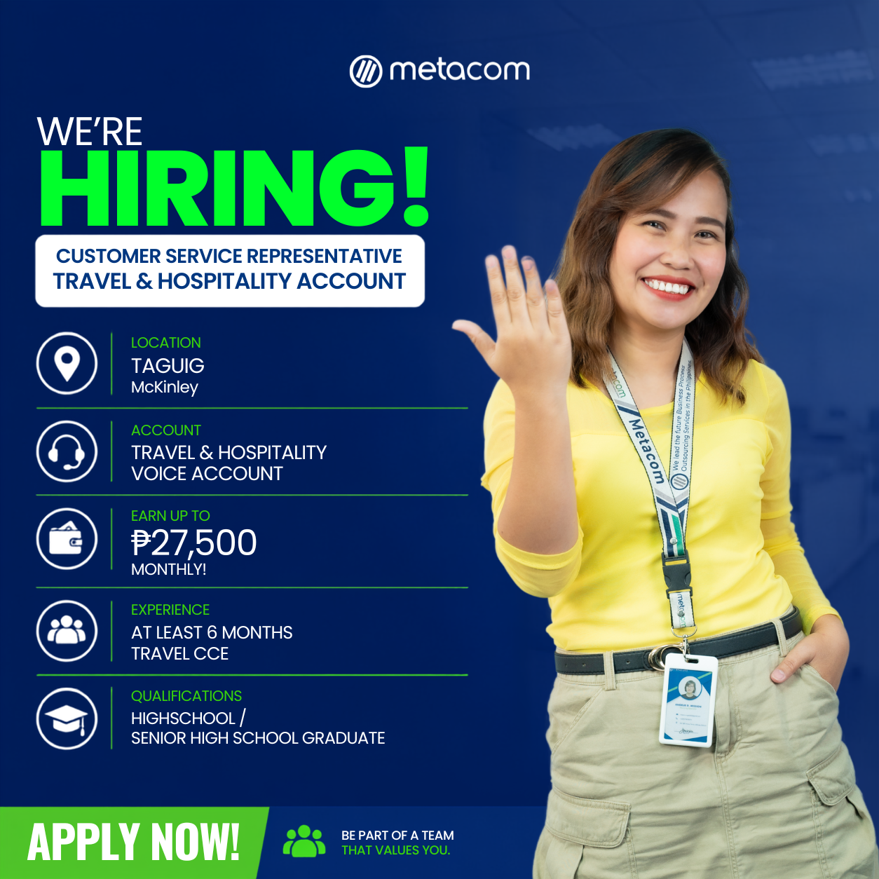 Customer Service Representative – Travel Account | Up to ₱27,500 | Taguig Site